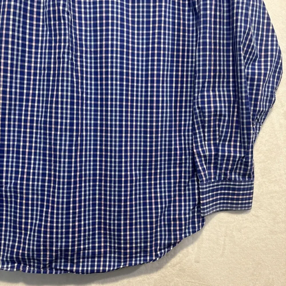 Vineyard Vines Men's Plaid Whale Shirt Button Down Pink Blue Size Large Preppy